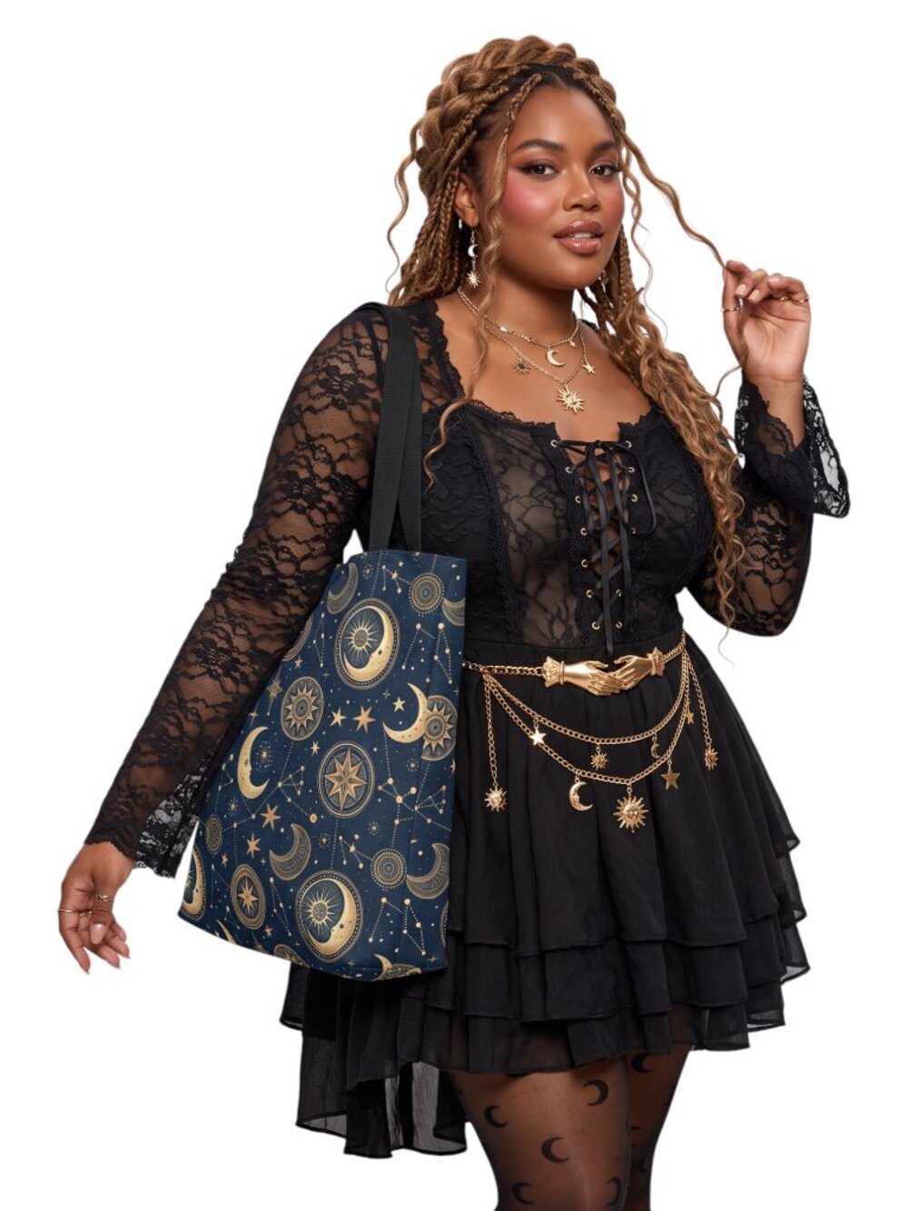 Whimsigoth Sun and Moon Tote Bag | Celestial Witchy Fashion Purse